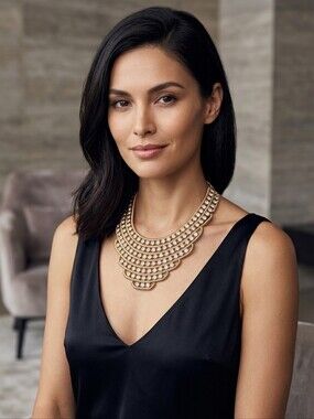 WOMEN'S BIB FASHION‎ DIAMOND CLUSTERS NECKLACE